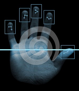 Biometrické ruka skener 