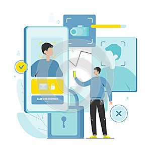 Biometric id or face recognition scan vector