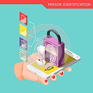 Biometric ID Isometric Composition