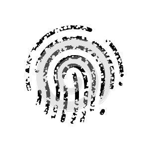 Biometric Identification, Fingerprint Silhouette Icon. Unique Thumbprint Pictogram. Touch ID, Scan Password Symbol