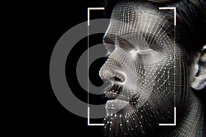 Biometric scan of a person& x27;s face on a black background