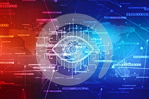 Biometric screening eye, Digital eye, Security concept, cyber security Concept background