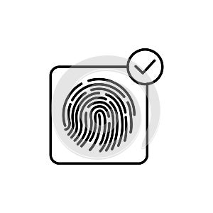 Biometric security icon set. fingerprint verificationcheck vector symbol. privacy finger authentication sign. unique biometric