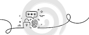 Biometric security line icon. Fingerprint scan sign. Continuous line with curl. Vector