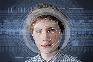 biometric verification or face recognition concept b