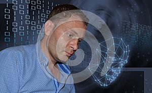 Biometric verification - young man face recognition