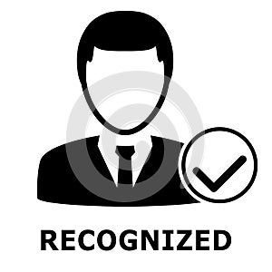 Biometrical identification. Face recognition. Simple icon.