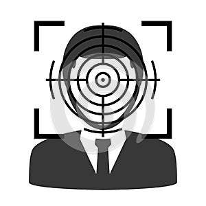Biometrical identification. Face recognition. Simple icon.