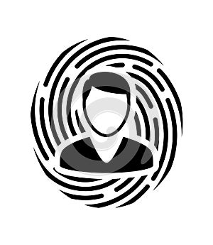 Biometrical identification. Face recognition. Simple icon.