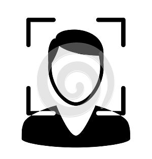Biometrical identification. Face recognition. Simple icon.