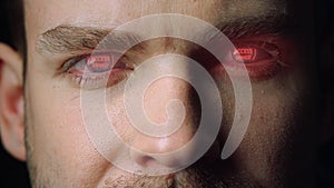 Biometrical recognition system deny access to unverified user blocking closeup photo