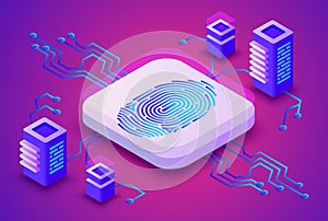 Biometrics blockchain technology vector illustration photo