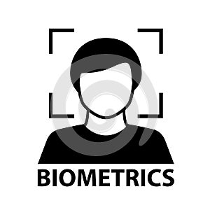 Biometrics face recognition black symbol