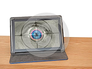 Biometrics retina eye scan security check surveillance