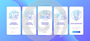Biometrics usage onboarding mobile app page screen with concepts set