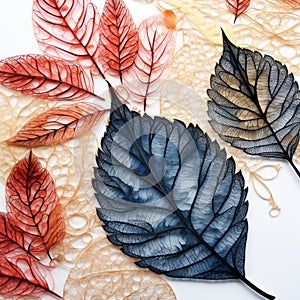 Biomimicry-inspired Leaf Background With Lace Patterns And Contrasting Colors