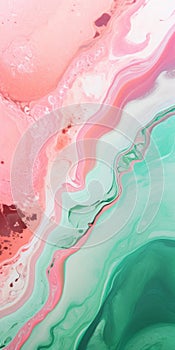 Biomorphic Abstraction: Ocean And Sea With Green And Pink Ridges