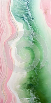 Biomorphic Abstraction: Ocean And Sea Land Art With Green And Pink Ridges