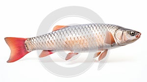 Biomorphic Carp Fish On White Background: Wildlife Photography