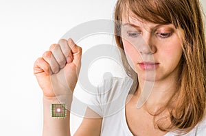 Bionic chip inside human body - cybernetics concept photo