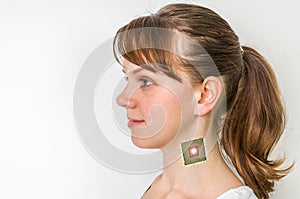 Bionic chip processor implant in female human body