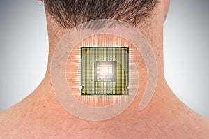 Bionic chip processor implant in male human body