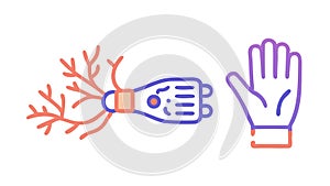 Bionic Hand and Human Hand Connection, vector design Generative AI