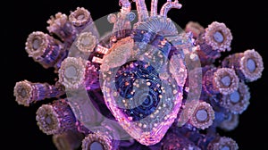 bionic heart with circuit board pattern