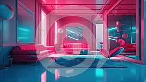 Bionic Interior Design: Award-Winning 8K HD in Bright Pink and Cerulean Blue