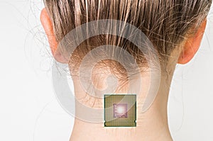 Bionic microchip implant in female human body