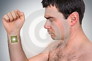 Bionic microchip processor inside male human body