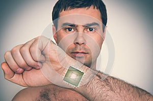 Bionic microchip processor inside male human body