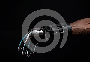 Bionic prosthetic arm for people with amputated limb. Generative AI