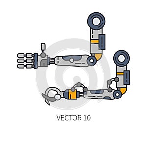 Bionic robot arm prosthesis line icon set. Bionic prosthesis limb. Biotechnology futuristic medicine. Future technology