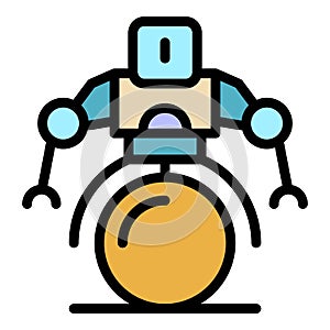 Bionic robot icon color outline vector