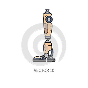 Bionic robot leg prosthesis color line icon. Bionic prosthesis limb. Biotechnology futuristic medicine. Future