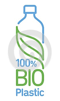 100% bioplastic, biodegradable, compostable vector line icon