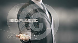 Bioplastic with hologram businessman concept