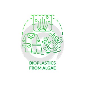 Bioplastics from algae green gradient concept icon