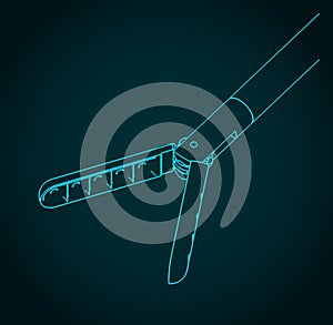 Biopsy forcep head isometric blueprint photo