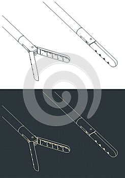 Biopsy forcep head isometric blueprints
