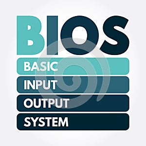 BIOS - Basic Input Output System acronym, technology concept background