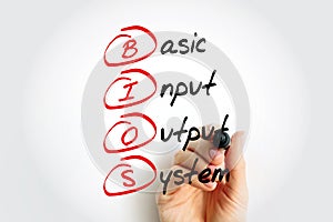 BIOS - Basic Input Output System acronym, technology concept background