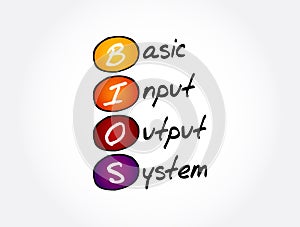 BIOS - Basic Input Output System acronym, technology concept background