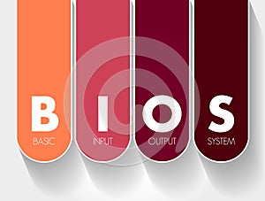 BIOS - Basic Input Output System acronym, technology concept background