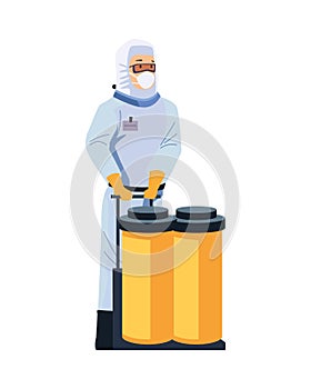 Biosafety worker with tanks character photo