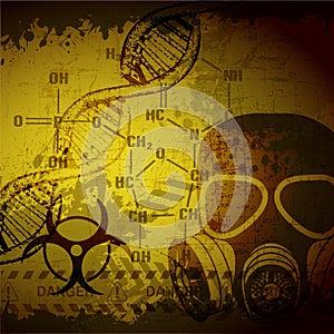 Biosecurity poster in grunge style virus mutation vector illustration