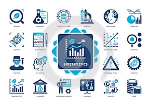Biostatistics solid icon set