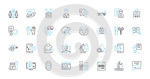 BioTech linear icons set. Genomics, Bioreactors, Proteomics, Gene editing, Stem cells, Immunotherapy, CRISPR line vector