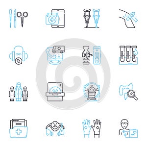 BioTech linear icons set. Genomics, Bioreactors, Proteomics, Gene editing, Stem cells, Immunotherapy, CRISPR line vector photo